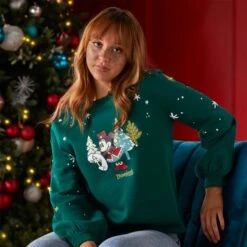 Disney Nouveaux Modelès Sweatshirt De Noël Minnie Et Ses Amis Style Vintage Pour Adultes -Costumes Magie 2325049200026M 2