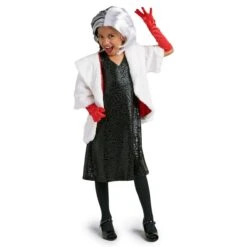 Disney Vente Chaleur Costume Cruella D’Enfer Pour Enfants, Les 101 Dalmatiens