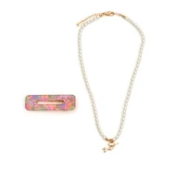 Disney Nouveau Style Ensemble Pince à Cheveux, Collier Et Carte Postale La Petite Sirène